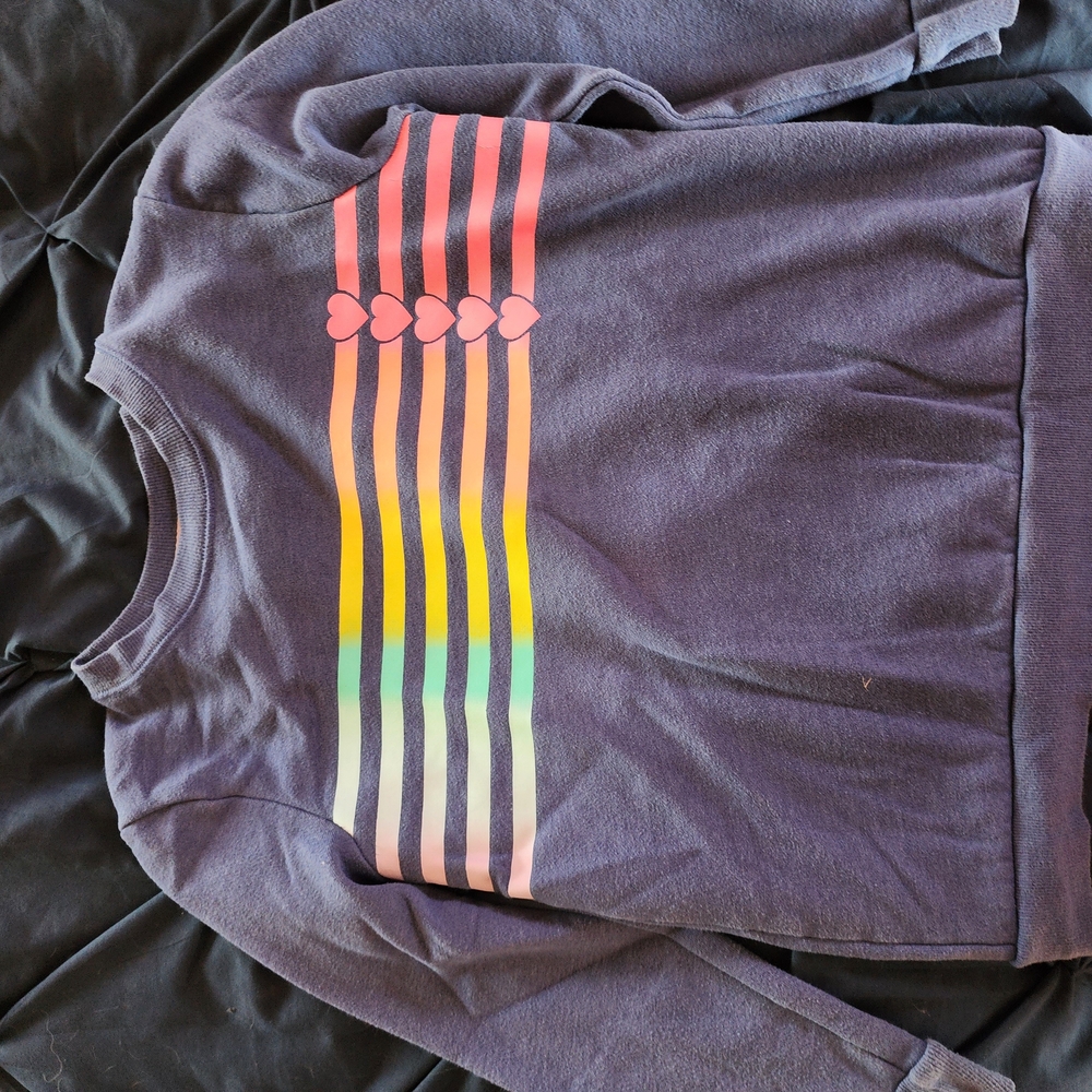 Cat And Jack Colorful Striped Sweatshirt with Heart Accents